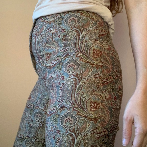 90s Vintage Cropped Patterned Dress Pants - Picture 5 of 10